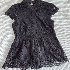 Black lace peplum blouse